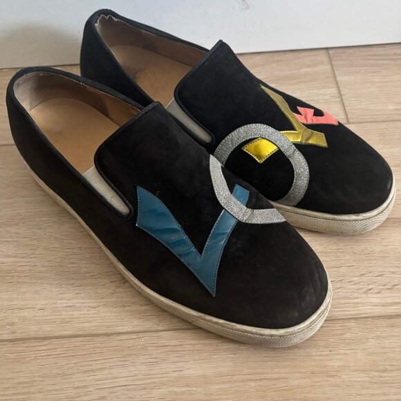 Christian Louboutin Applique Love Black Suede Loafers Slip on Sneakers 43 US 10 - Picture 8 of 16